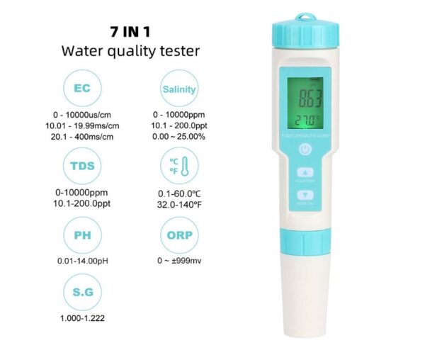 Tester kvaliteta vode PH/TDS/EC/ORP/Salt/S.G/Temp - Image 2