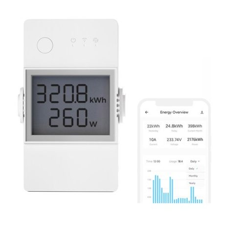 SONOFF POW Elite POWR320D smart-home High-power prekidač 4500W sa merenjem potrošnje i displejem, CSV čuvanje podataka 180 dana, WiFi 2.4GHz kontrola, timer i smart scenarija, eWeLink, Amazon Alexa / Google Assistant
