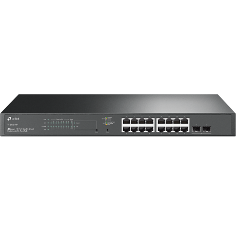 TP-Link TL-SG2218P Omada PoE+ upravljiv cloud svič 16 x 10/100/1000Mb/s PoE 802.3at/af do 150W + 2 SFP, VLAN, SNMP, RMON, L2~L4 QoS, IGMP, ACL, port security, Zero-Touch Provisioning, Web / iOS / Android / Win / Linux ap JetStream 18-Port Gigabit Smart Switch with 16-Port PoE+