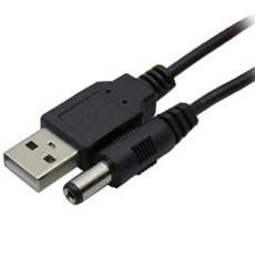 Napojni kabl Utikač 2.1x5.5mm - USB 2.0 utikač Maksimalni napon: 12V Radni napon: 5VDC (sa USB utikača) Jačina struje: 2.5A Boja: crna Dužina kabla: 1.7m
