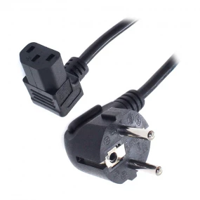 Šuko utikač (R/A CEE 7/7) - euro utičnica (R/A IEC 320-C13) pod uglom od 90°; Radna jačina struje: 10A; Radni napon: 250VAC; Dužina kabla: 1m;