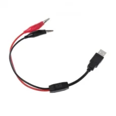 USB Type A utikač - 2 x Krokodil (crveni i crni); Radni napon: 5V; Radna jačina struje: 3 - 5A; Dužina kabla: 30cm;