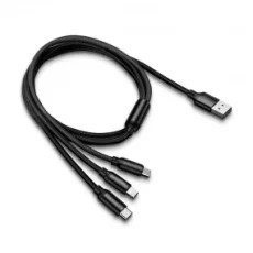 USB Type A utikač - USB Type B micro utikač, USB Type C utikač, 8pin Lightning utikač; Dužina: 1.2m; Boja: crna;