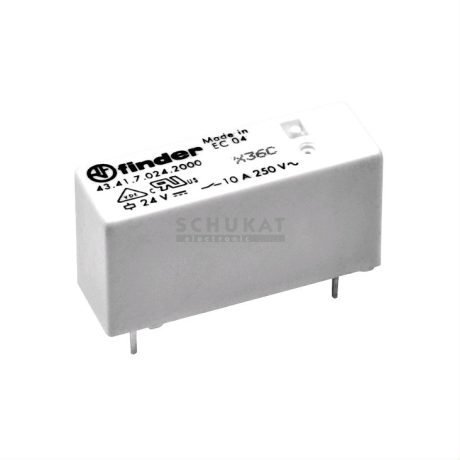 Relej F4341-12C, 1 X ON/OFF, SPDT, 10A, 12V, 600Ω, RM3.2, kontra izvodi