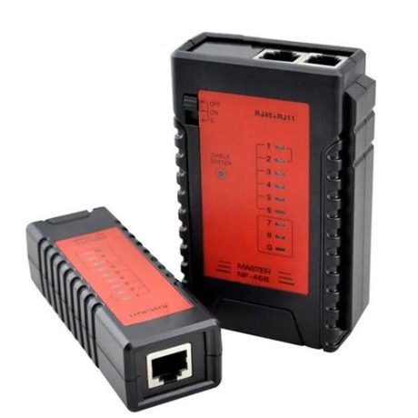Noyafa NF-466 line tester omski UTP / STP (RJ45), master i remote delovi sa 8 LED dioda za detektovanje rasporeda 8 pinova i 1 za širm, zaštita od oštećenja slučajno spojenih uređaja, dim. 90 x 18 x 98mm