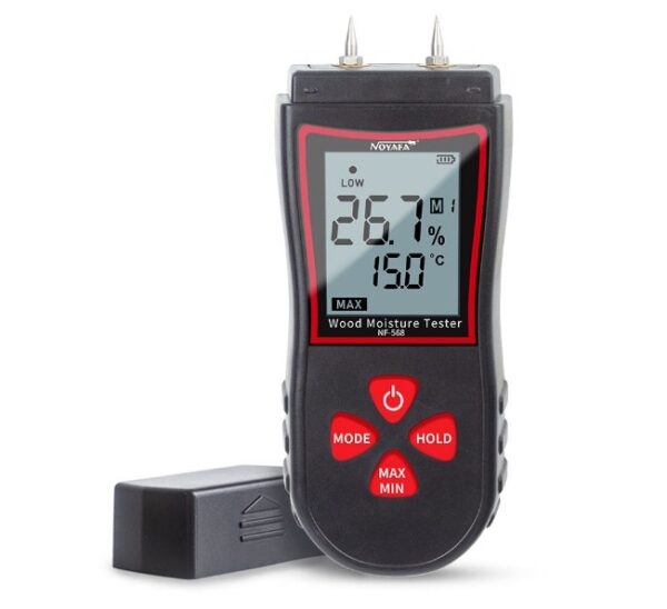 Noyafa NF-568 merač vlage u drvetu (6%-50%), papiru, građevinskim materijalima (0%-9%) i dr – HD LCD ekran sa funkcijom zamrzavanja - čuvanja rezultata, automatska kompenzacija zavisno od izmerene temperature ambijenta