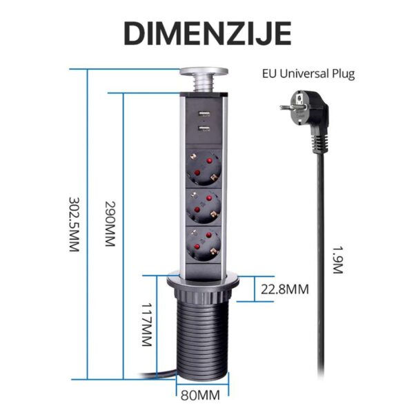 Ubodna šuko kutija na izvalčenje 3 slota za module 80mm - Image 2