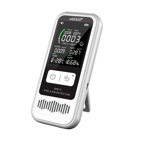 Noyafa JMS13 detektor kvaliteta vazduha – meri prisustvo čestica PM1.0 / PM2.5 / PM10, TVOC, HCHO, formaldehida, meri temperaturu i vlažnost, alarm u slučaju nezdravog vazduha, USB-C punjenje, baterija, LCD displej