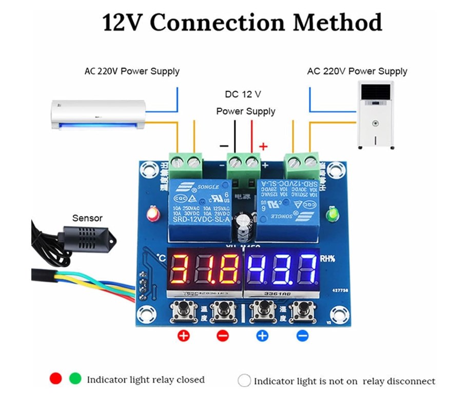 Digitalni termostat XH-M452 12V 10A sa sondom vlažnosti i temperature SHT20 - Image 2