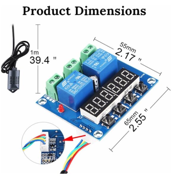 Digitalni termostat XH-M452 12V 10A sa sondom vlažnosti i temperature SHT20 - Image 3