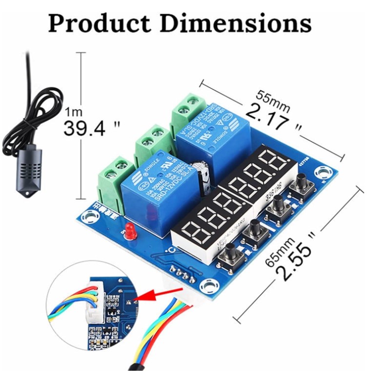 Digitalni termostat XH-M452 12V 10A sa sondom vlažnosti i temperature SHT20 - Image 3