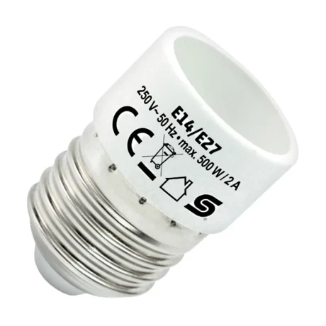 Adapter grlo za E14 sijalicu E14 > E27 Napon: 230V AC / 50Hz Maksimalna snaga: 500W / 2A
