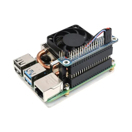 Ultra Thin ICE Tower Cooling Fan For Raspberry Pi 4B, 4.5mm Copper Tube, Adjustable Speed, Strong Heat Dissipation Ultra Thin Ice Tower Cooler For Raspberry Pi 4B Ultra Thin, Tower-Style, Speed-Adjustable Fan Specifications SUPPORTED PI Raspberry Pi 4B POWER SUPPLY DC 5V input (can be powered from Raspberry Pi) STRUCTURE ICE Tower-style, 3×4.5mm copper tube super heat dissipation RATED POWER 0.6W @5V, 0.12A FAN 4007 fan, 5300±10% RPM Attaching To The Raspberry Pi 4B Optional Female Pinheader And FAN Adapter V2 Are Available To Facilitate Expansion Modules