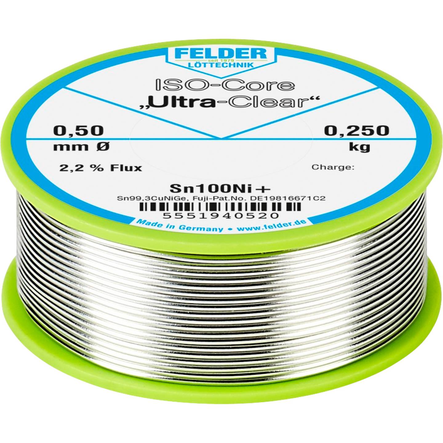 Tinol / kalaj žica Felder Löttechnik "Ultra-Clear" Sn100Ni+ 0.5mm 250g