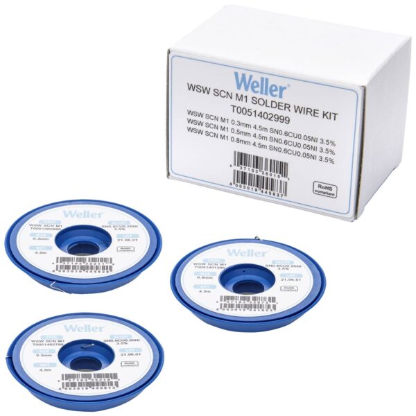 Set tinol / kalaj žica Weller Sn0,6Cu0,05Ni 0.3/0.5/0.8mm 21g