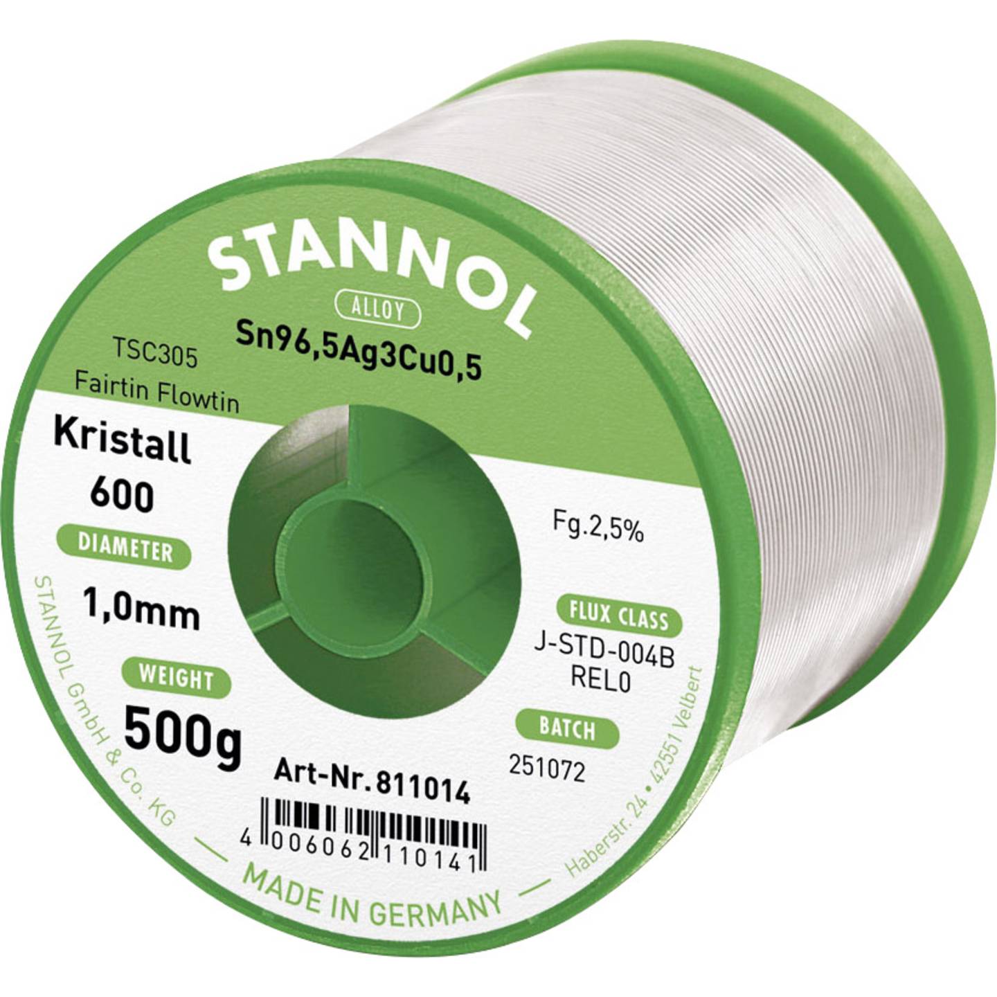 Tinol / kalaj žica Stannol Sn96.5/Ag3/Cu0.5 500g 1mm