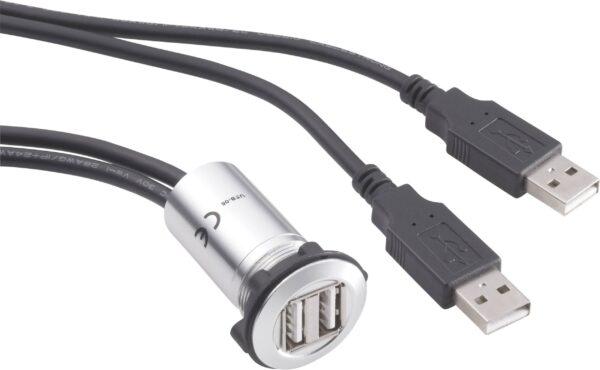 USB-06 2 * USB uticnica tipa A na 2 * USB utikac tipa A sa kablom od 60 cm 1229315 Tru Components