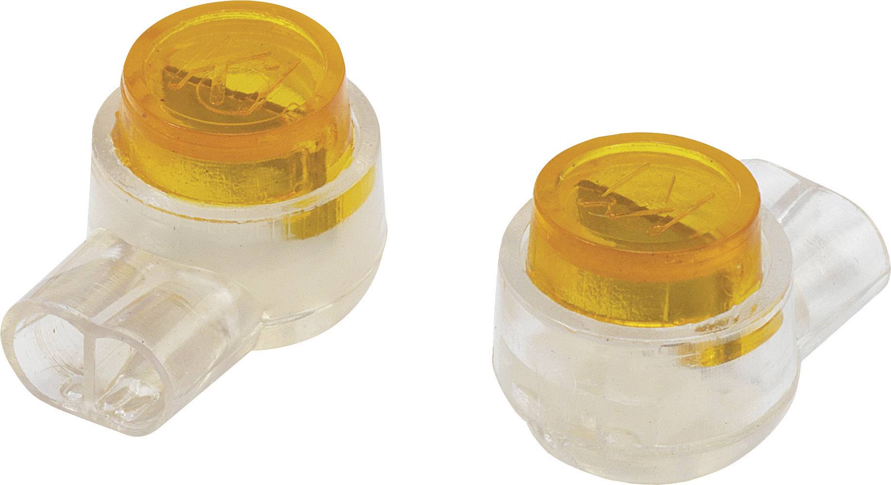 Konektor za jednozilne provodnike, presek savitljive: 0,13-0,38 mm 2, kruti provodnik: 0,13-0,38 mm 2, st. stubovi: 2 Tru Components 808666 100 komada zute