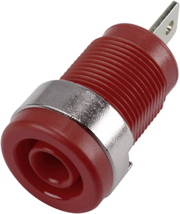 Tru Components 6239C26DN sigurnosni laboratorijski zenski konektor ugradbeni zenski konektor, vertikalni Precnik pina: 4 mm crvena