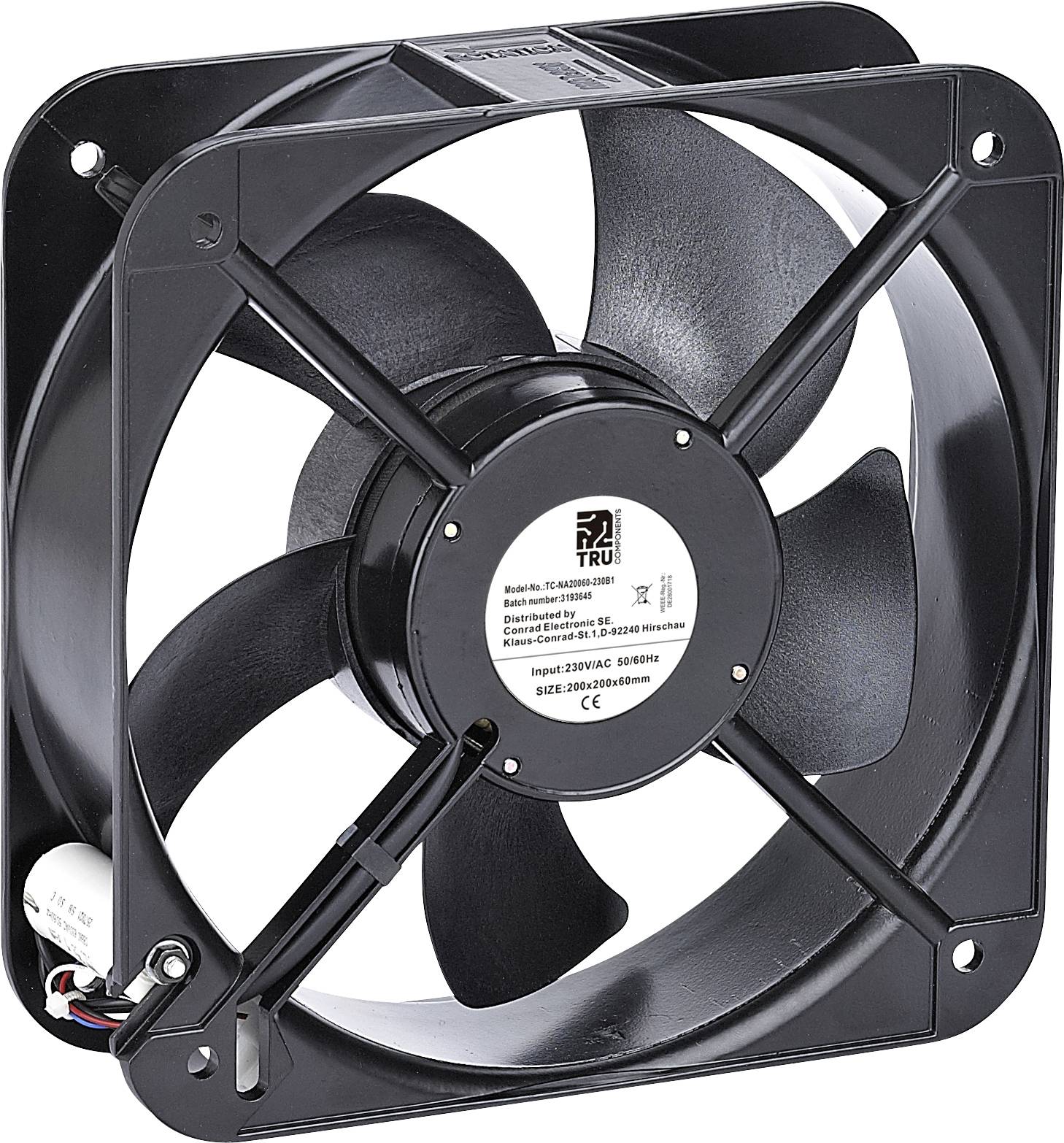 Tru Components TC-NA20060-230B1 aksijalni ventilator 230 V/AC 890 m?/h (D * S * V) 200 * 200 * 60 mm