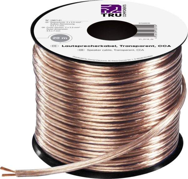 Kabl za zvucnik 2 * 2,50 mm 2 transparentan Tru Components 1567141 20 m