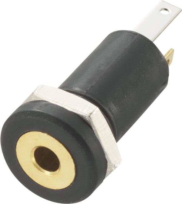 Klinken uticni konektor 2,5 mm uticnica, vertikalna montaza st. stubovi: 3 stereo, crne boje Tru Components