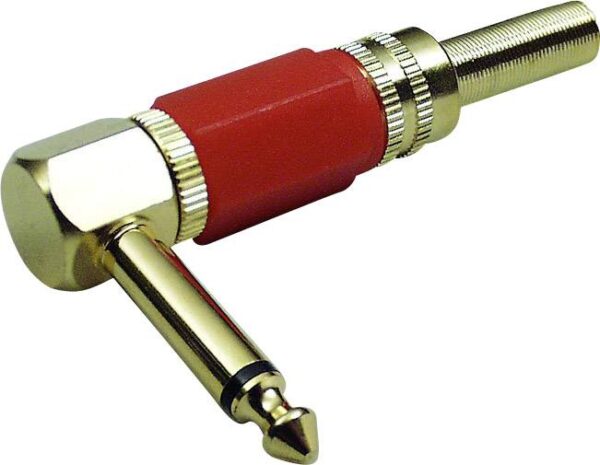 Tru Components 1582695 Banana konektor 6,35 mm ugaoni muski konektor broj pinova: 2 mono zlatna, crvena