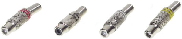 Cink konektor, ravna spojnica, st. stubovi: 2 mono, crvena, crna, zuta, bela Tru Components TRU-30K106 4 komada
