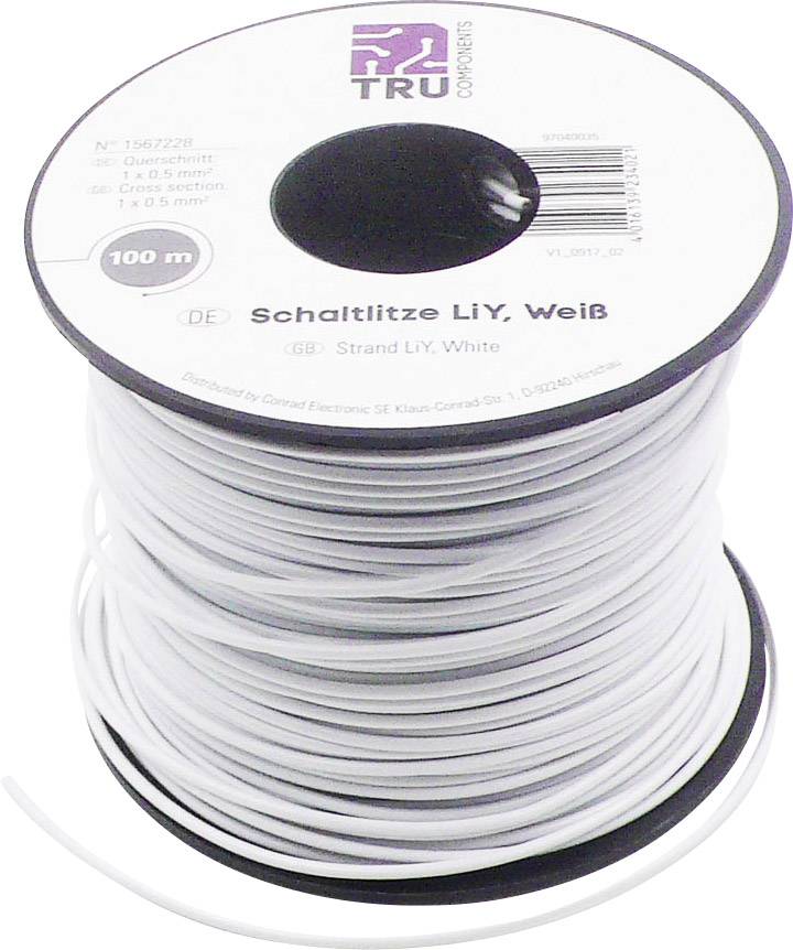 Fino-zicni provodnik LiI 1 * 0,50 mm 2 bela Tru Components 608990 100 m