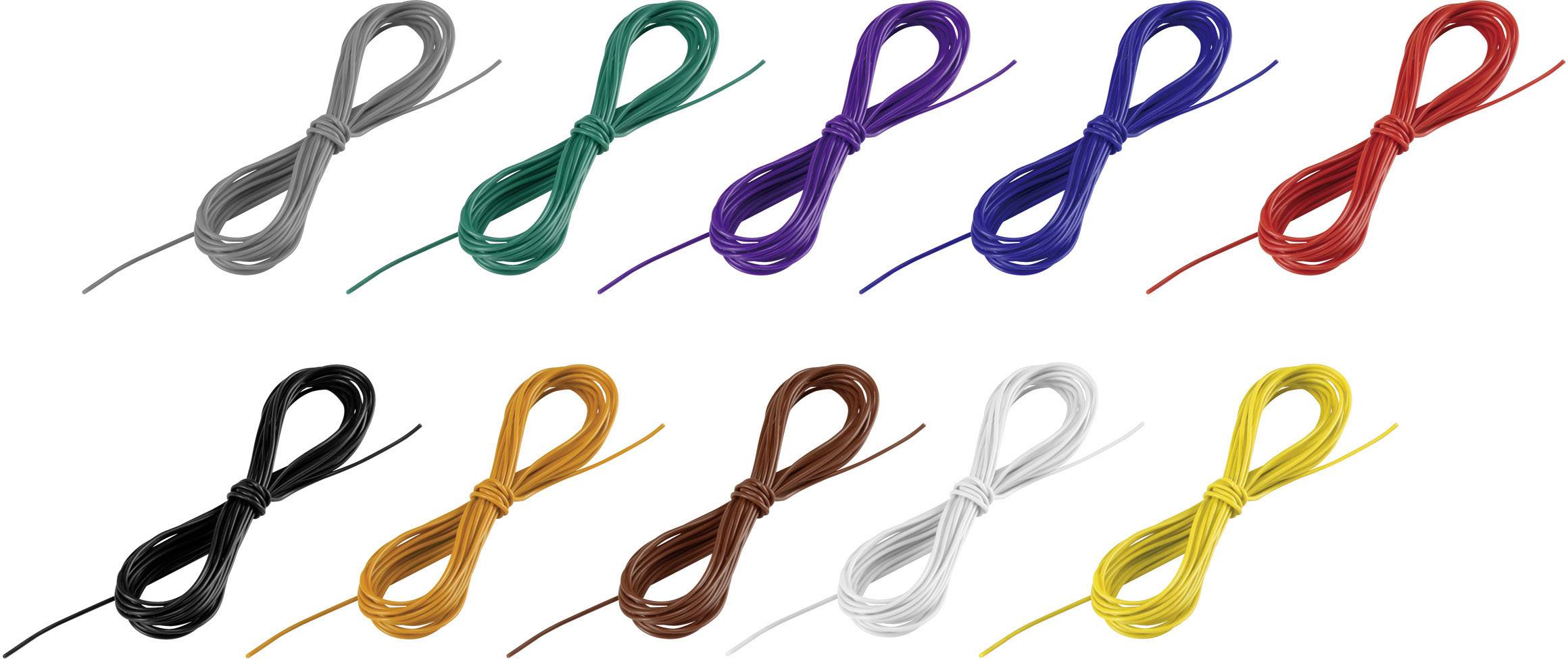 Fino-zicni provodnik LiFI 1 * 0,25 mm 2 crna, bela, plava, braon, crvena, zuta, zelena, siva, narandzasta, ljubicasta, zeleno-zuta boje Tru Components 1243992 1 set