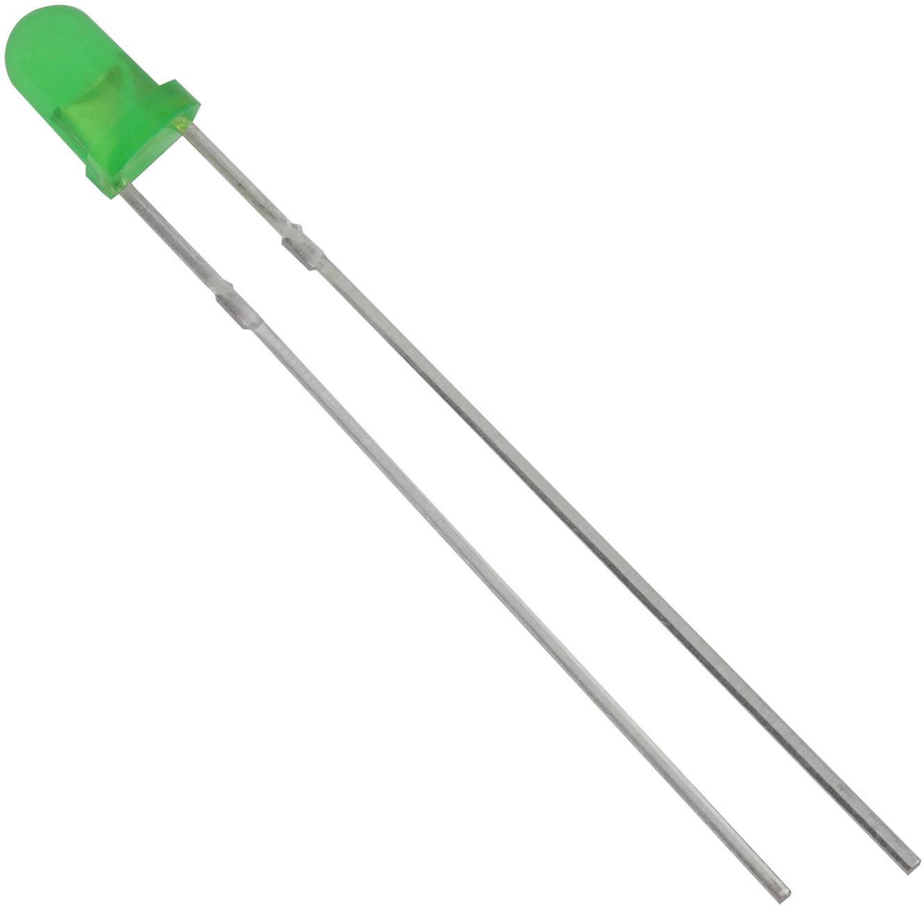 Tru Components 1573700 difuzna LED zelena okrugla 3 mm 38 mcd 60 20 mA 2,1 V