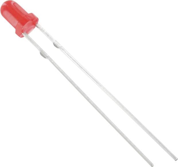 Tru Components 1577379 difuzna LED crvena okrugla 3 mm 125 mcd 60 20 mA