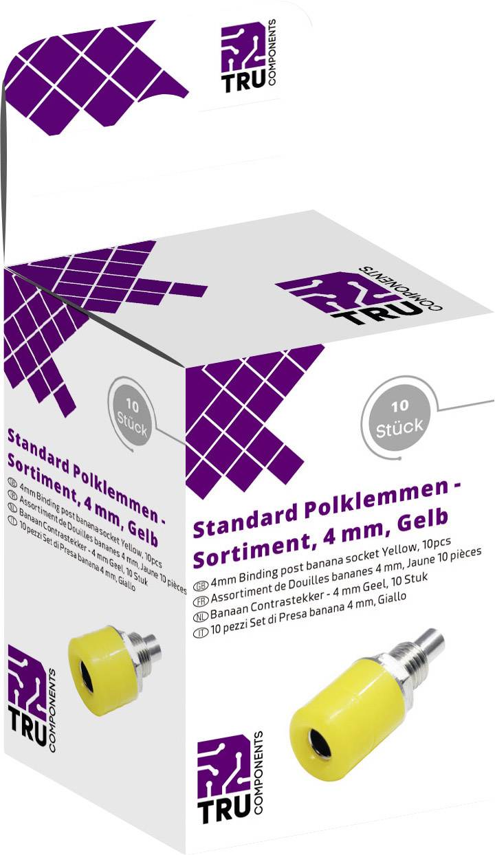 Tru Components izbor laboratorijskih konektora ugradni zenski konektor, vertikalno zuti 10 kom