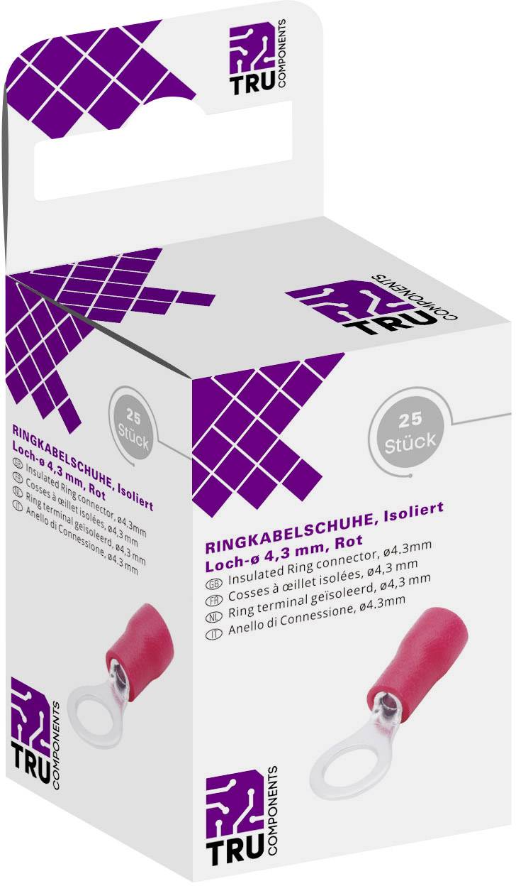 Tru Components T1904C059 prstenasta usica Presek (maks.)=1,50 mm 2 Precnik rupe=4,30 mm delimicno izolovana crvena 25 kom