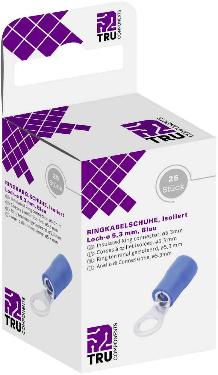 Tru Components T1904C062 prstenasta usica Presek (maks.)=2,50 mm 2 Precnik rupe=5,30 mm delimicno izolovana plava 25 kom