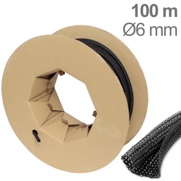 Tru Components TC-12352448 T24CA011 pleteno crevo crni poliester 6 do 7 mm 100 m