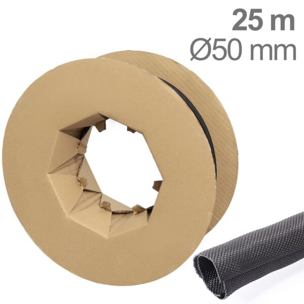 Tru Components TC-12352520 T24CA033 pleteno crevo crni poliester 50 do 51 mm 25 m
