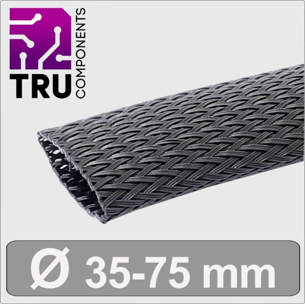 Tru Components TC-13377580 T24CA111 pleteno crevo crni poliester 35 do 75,5 mm 1m