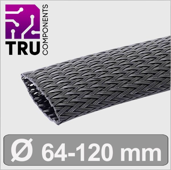 Tru Components TC-13377592 T24CA114 pleteno crevo crni poliester 63,5 do 120,7 mm 1m