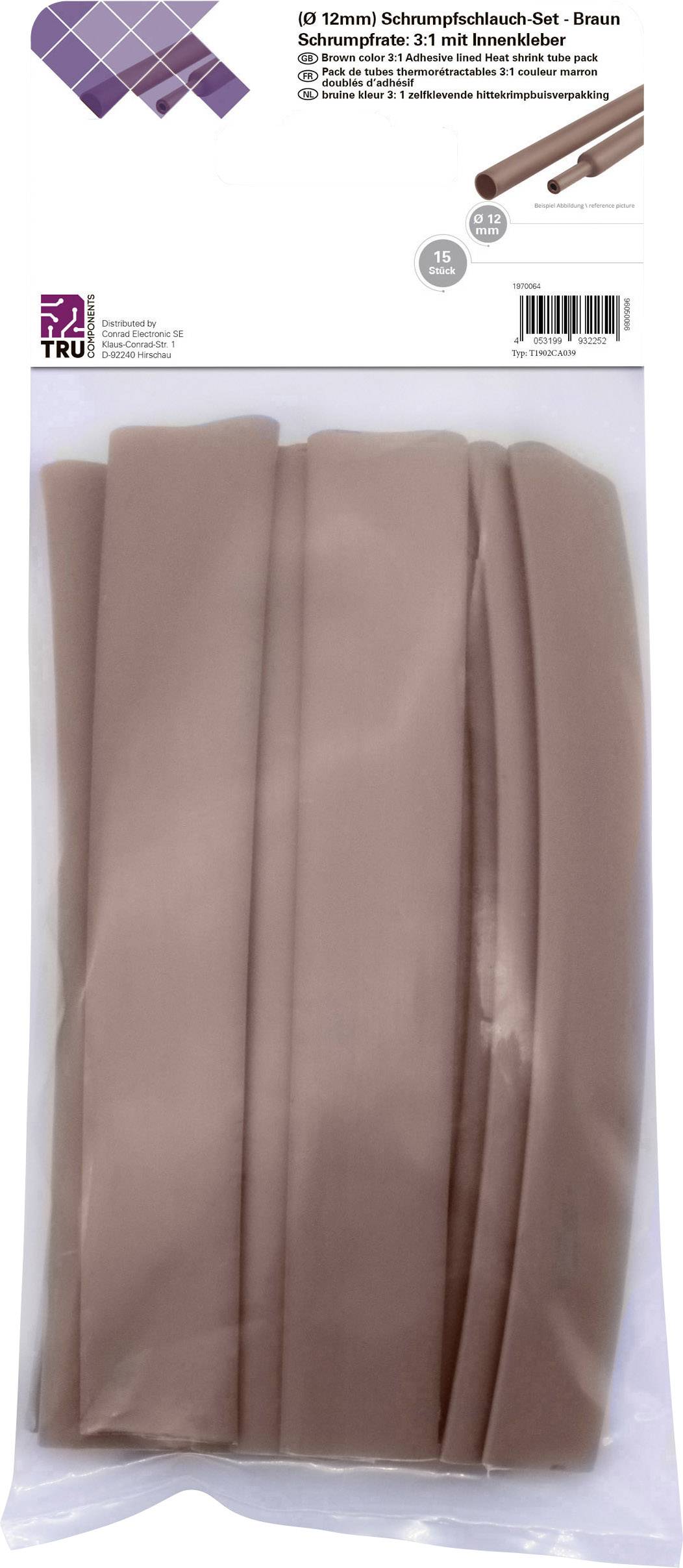 Tru Components T1902CA039 termoskupljajuca cev - izbor braon 12 mm 4 mm Odnos skupljanja: 3:1 15 kom