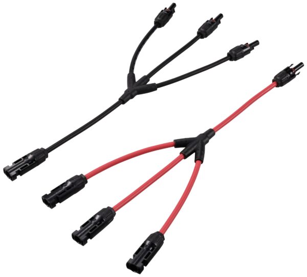 Tru Components TC-12195664 1* MC 4 razdelnik I solarni konektor muski na 3* zenski + zenski na 3* muski 1000 V DC 30 A crni, crveni 2 kom
