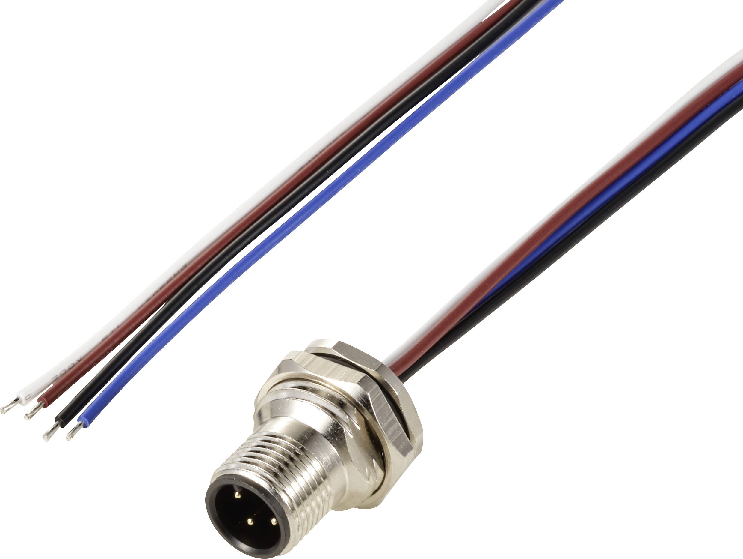 Tru Components TC-12833072 ugradjeni senzor/aktivator utikac M12 ugradjeni muski konektor 0,5 m broj polova: 4