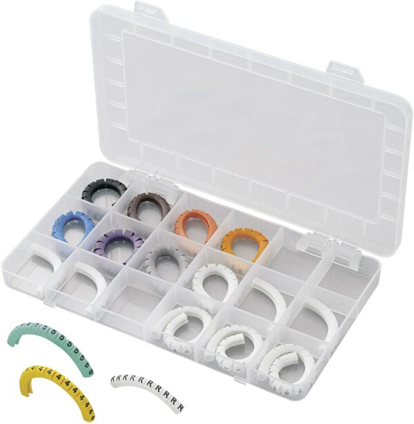 Oznaka za obelezavanje kabla, stampani simbol 0 - 9 , L , N , R , S, T , PE , + , - opseg spoljasnjeg precnika 1 do 3 mm 545001 ECMKS-1 Tru Components