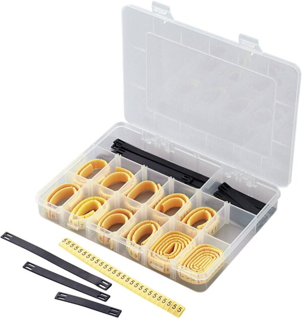 Stezaljka za obelezavanje kabla, stampani simbol 0 - 9, L, N, R, S, T, +, - opseg spoljasnjeg precnika 2 do 5 mm 545005 ECMKS-3 Tru Components