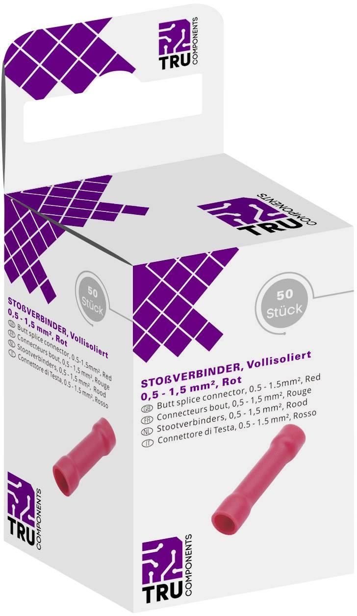 Tru Components T1904C066 paralelni konektor 0,50 mm 2 1,50 mm 2 potpuno izolovan crveni 50 kom