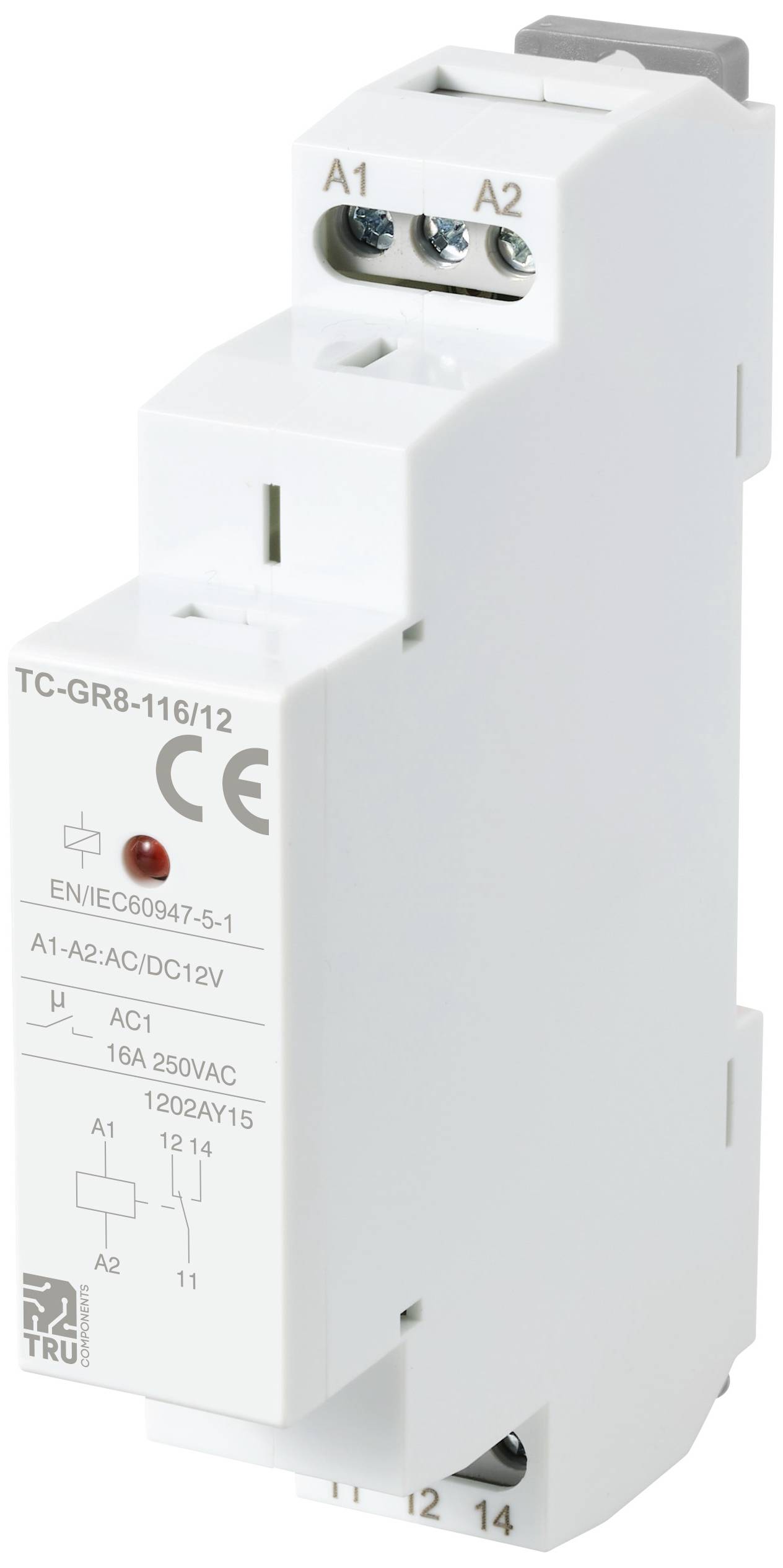 TRU COMPONENTS TC-GR8-116/12 pomoćni prekidač 12 V/AC, 12 V/DC