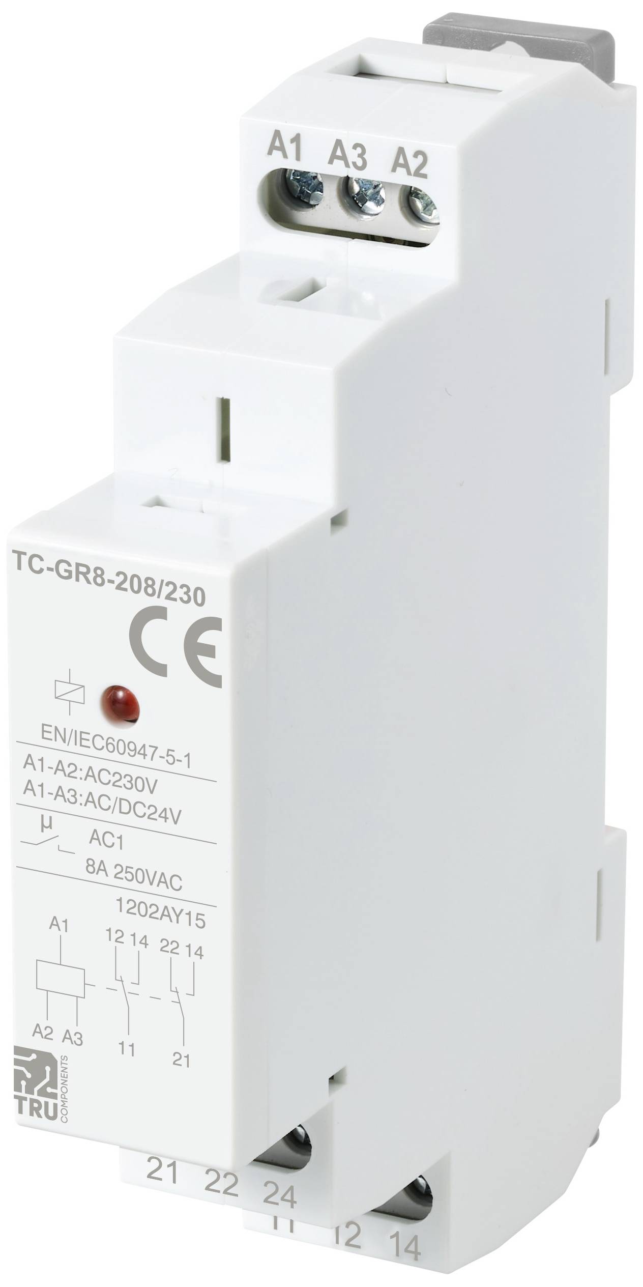 TRU COMPONENTS TC-GR8-208/230 pomoćni prekidač 24 V/AC, 24 V/DC, 230 V/AC