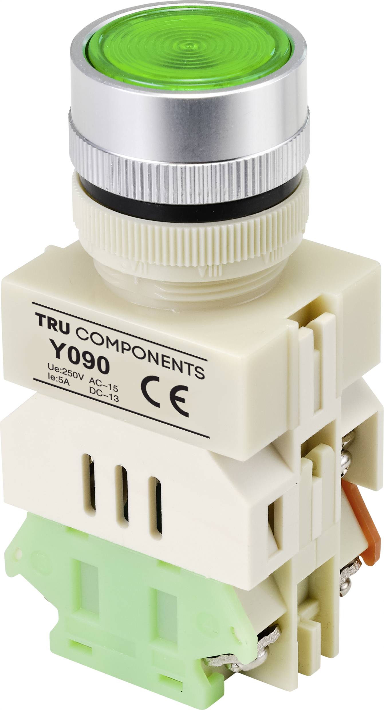 Tru Components TC-9219092 I090 dugme 250 V/AC 5 A 1 * ukljuceno/(ukljuceno) sa zakljucavanjem zeleno (fi) 30 mm