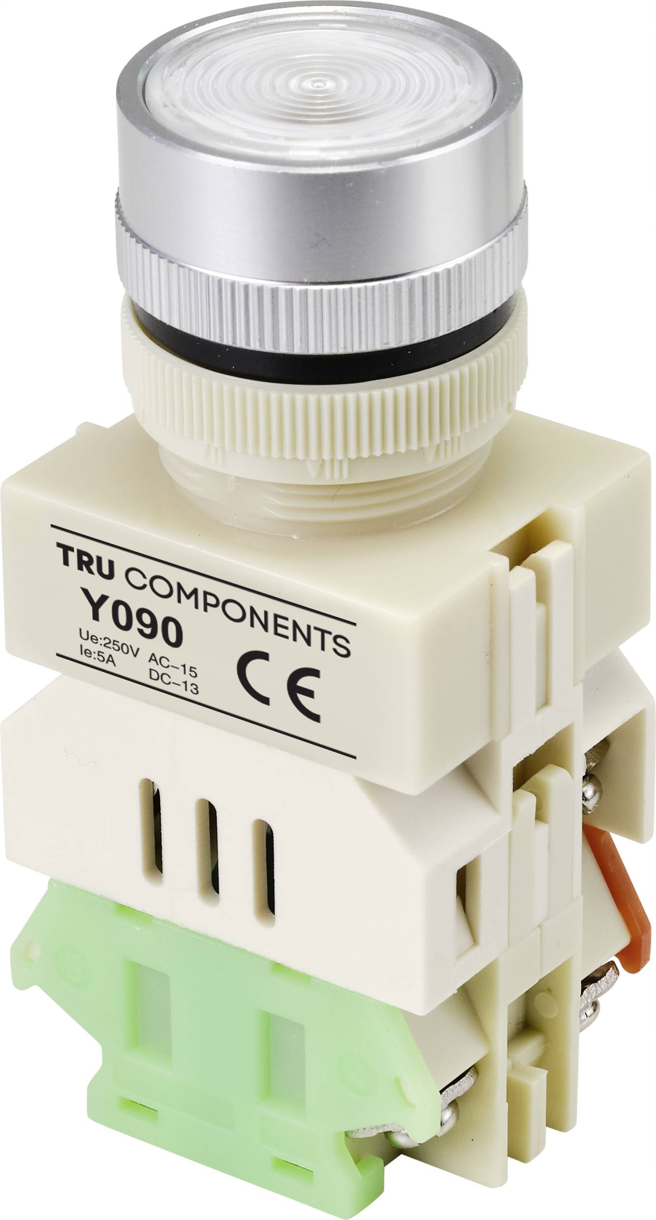 Tru Components TC-9219096 I090 dugme 250 V/AC 5 A 1 * uklj./(ukljuceno) sa zakljucavanjem belo (fi) 30 mm