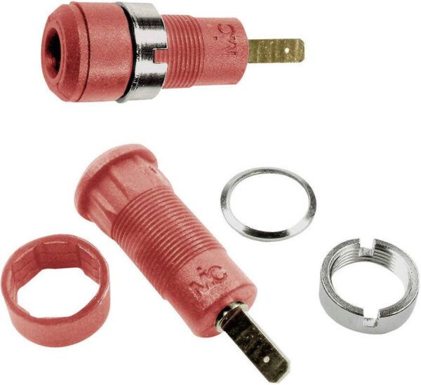 Staubli SLB2-F2,8 laboratorijski zenski konektor zenski konektor, vertikalna ugradnja Pin-fi: 2 mm crvena